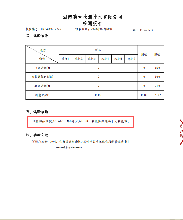 苦参清爽洗面奶无刺激性检测报告